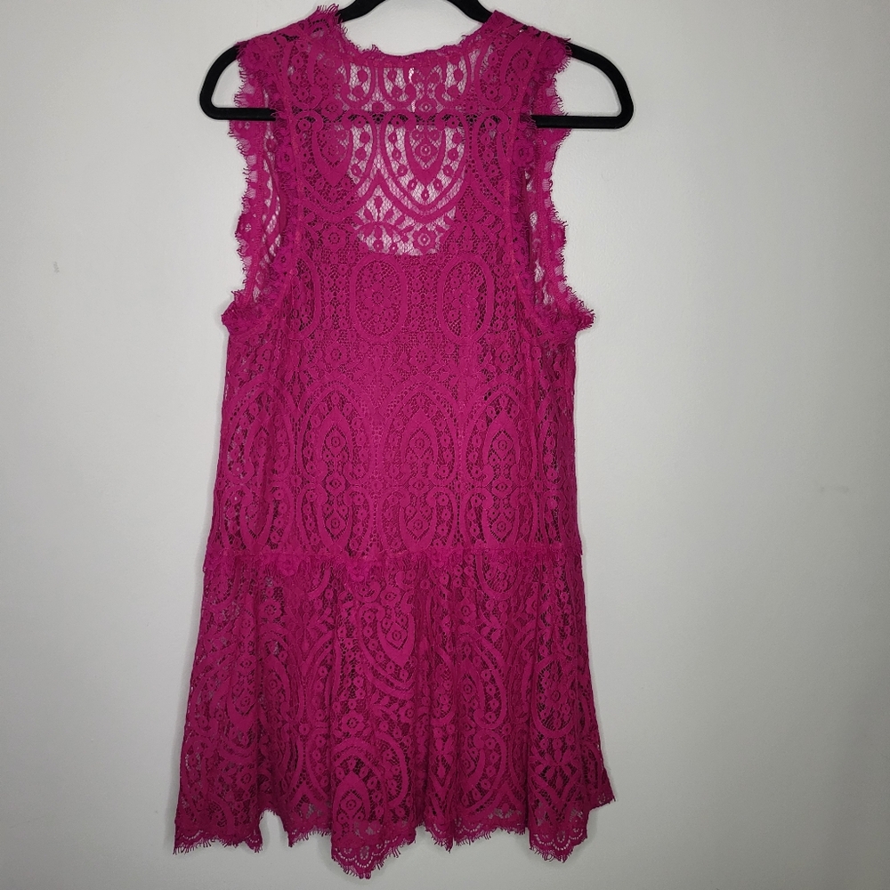 Free People Size S Heart In Two Orchid Fuisha Crochet Lace Mini Dress MRP $108 - Picture 2 of 12